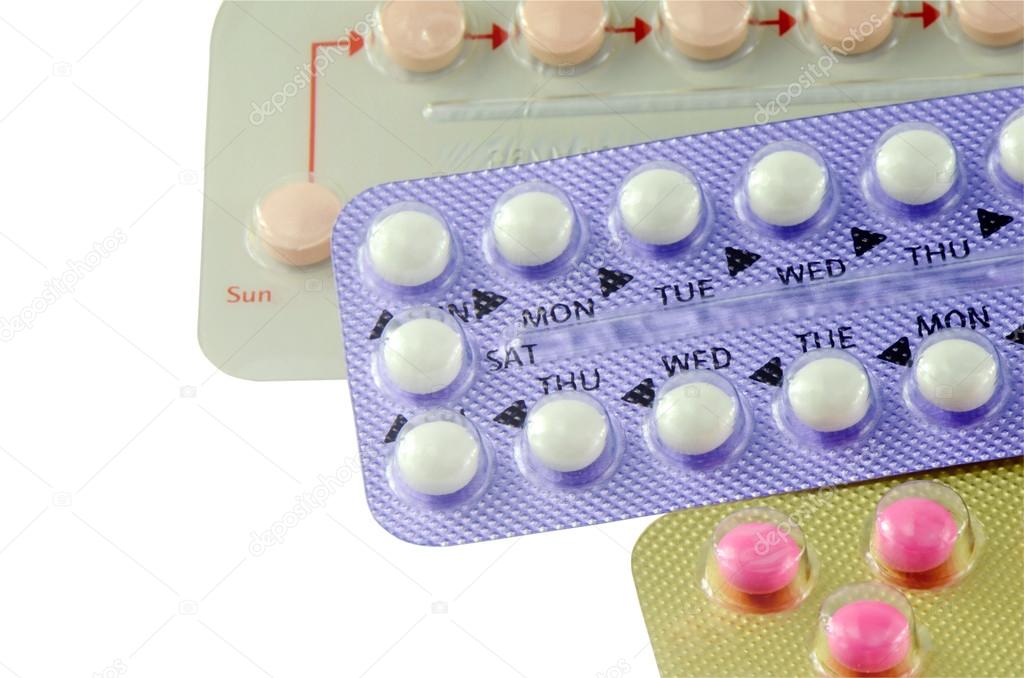 Colorful oral contraceptive pill.