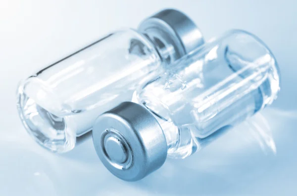 Sterile Vial Filled with Medication Solution. An Injection Pharmaceutical Dosage Form. — Stock Photo, Image