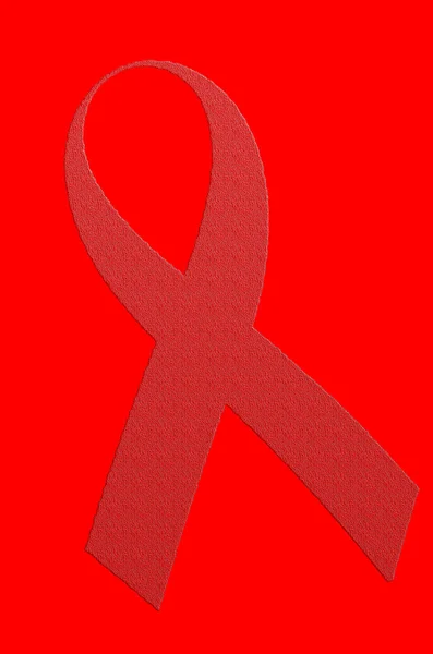 Red Ribbon Sign Isolated on White Background With Clipping Path. — Stock Photo, Image