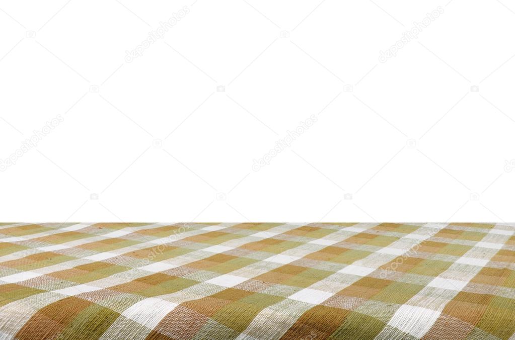 Picnic table with tablecloth isolated with clipping path.