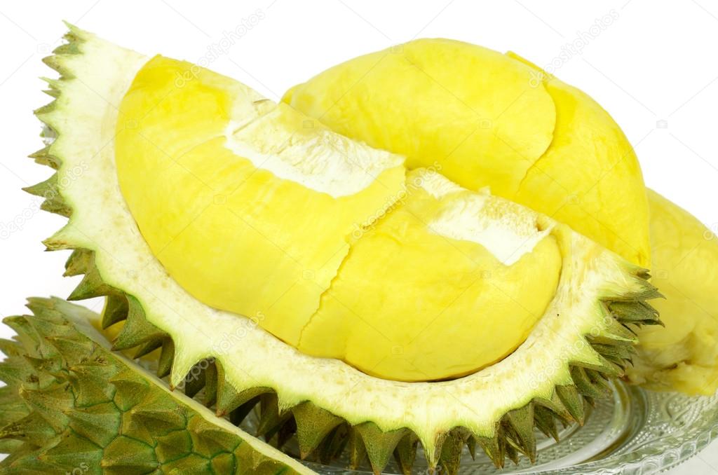 Durian (Durio zibethinus Murray) King of Fruits on White Backgro