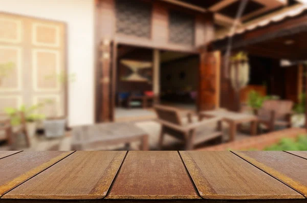 Blurred vintage backyard garden background with perspective wood window view. — Stock Photo, Image