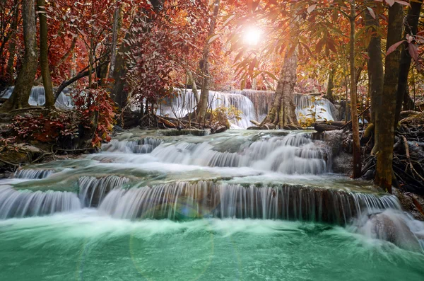 美丽风景秀丽的瀑布与秋天的树林. — 图库照片