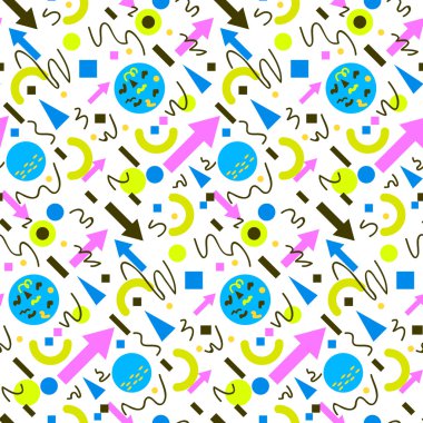 Retro 80'ler sorunsuz geometrik vintage desen stili, memphis. kumaş tasarım, kağıt baskı ve Web sitesi fon için. Eps10 vektör