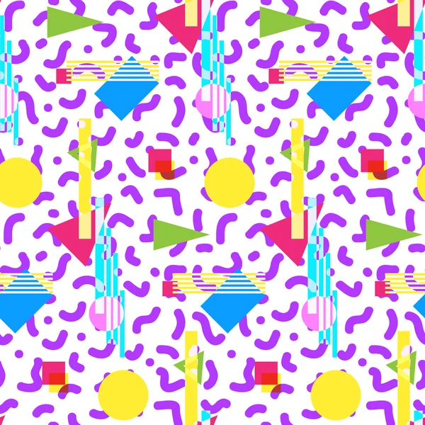 Retro 80'ler sorunsuz geometrik vintage desen stili, memphis. Kumaş tasarım, kağıt baskı ve Web sitesi fon için idealdir. Eps10 vektör dosyası.