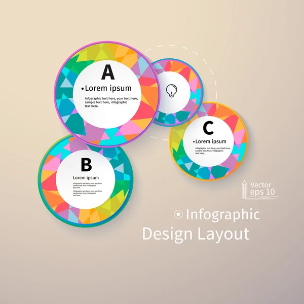 3D Kreise helles Layout, Infografik, Vektor — Stockvektor