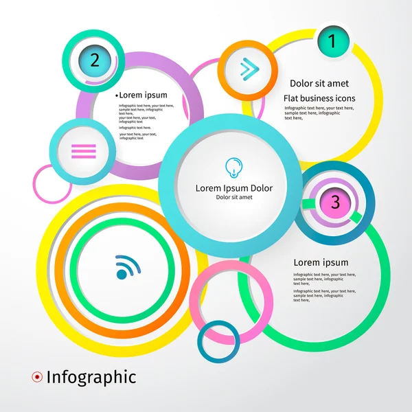 3D Cerchi layout luminoso, infografica, vettore — Vettoriale Stock