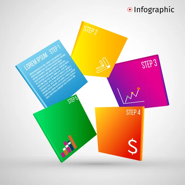 Infografía abstracta de la ilustración digital 3D. La ilustración vectorial se puede utilizar para el diseño del flujo de trabajo, diagrama, opciones de número, diseño web — Vector de stock