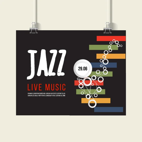 Jazzový festival plakát šablona. Jazzová hudba. Saxofon. Mezinárodní jazzový den. Vektorový grafický prvek — Stockový vektor