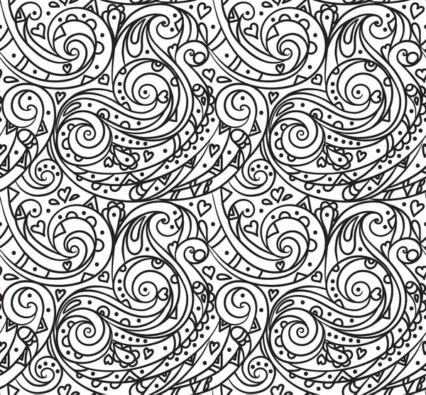 Морський безшовний візерунок, чорно-біла хвиля. Розмальовки для дорослих Стоковий вектор