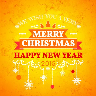 Noel kartı süsleme dekorasyon arka plan. Vektör çizim Eps 10. Mutlu yeni yıl mesajı, yazı