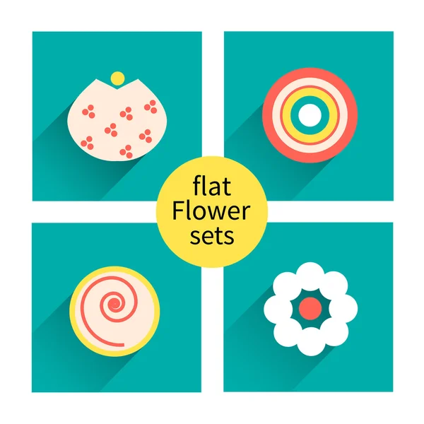 Flache Blumensätze — Stockvektor