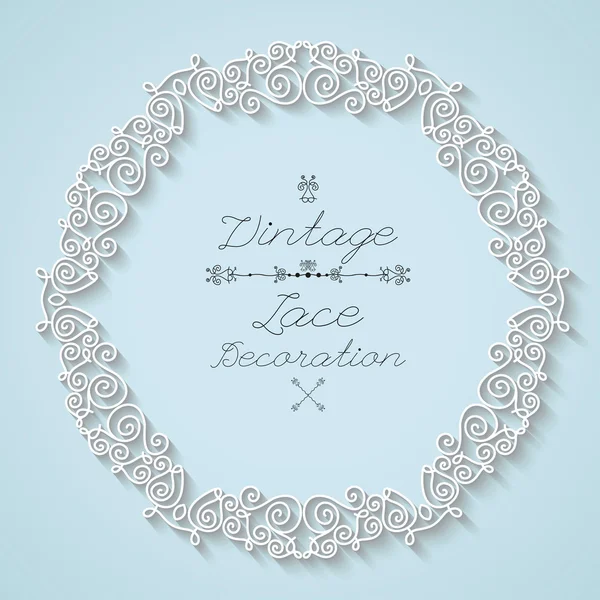 Vintage lace circle frames and border — Stock Vector