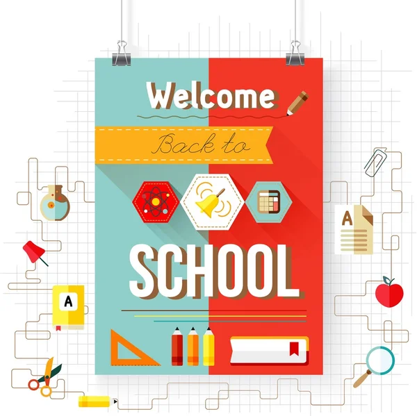 Simgeleri ile okul poster geri