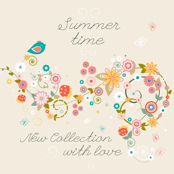 Summer time floral card — Stockový vektor