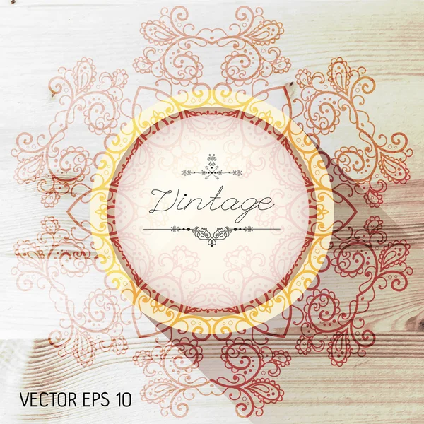 Marco vintage con textura de madera — Vector de stock