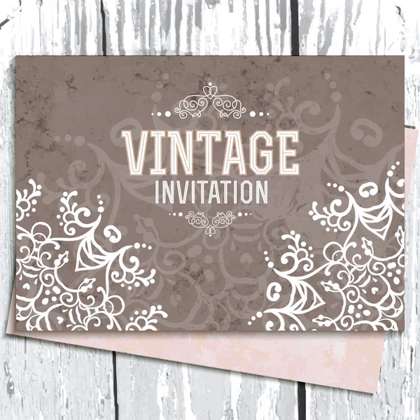 Vintage düğün kartı veya davet — Stok Vektör