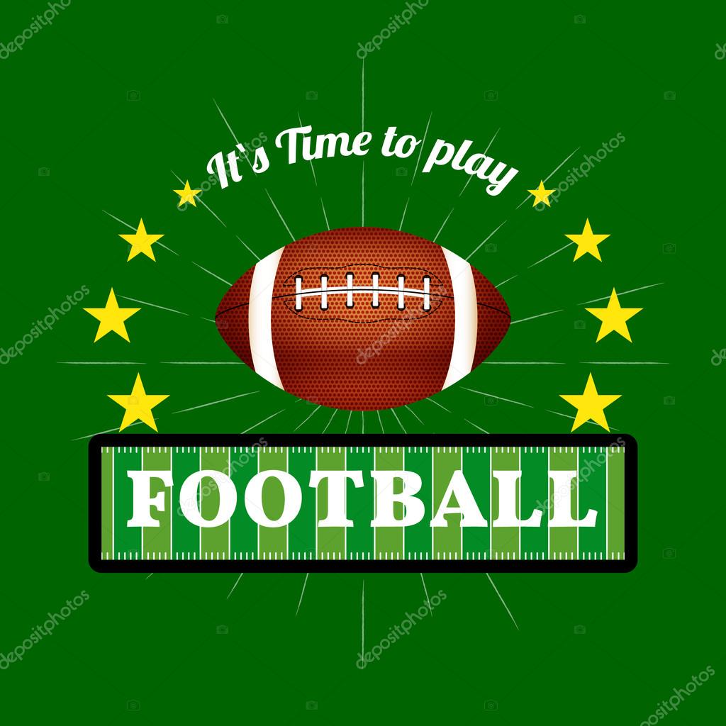 Illustration of Fantasy Football emblem and badges with American football ball.  Vector