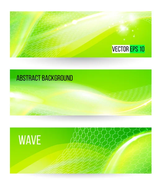 Bandeiras de onda verde abstratas — Vetor de Stock