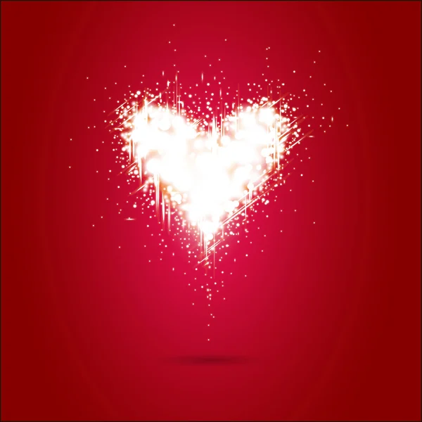 Glänzendes Herz auf Rot — Stockvektor