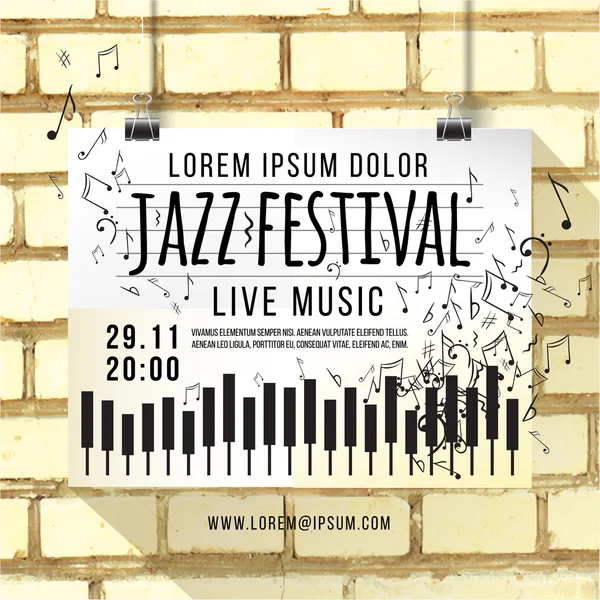 Плакат фестиваля джазовой музыки — стоковый вектор