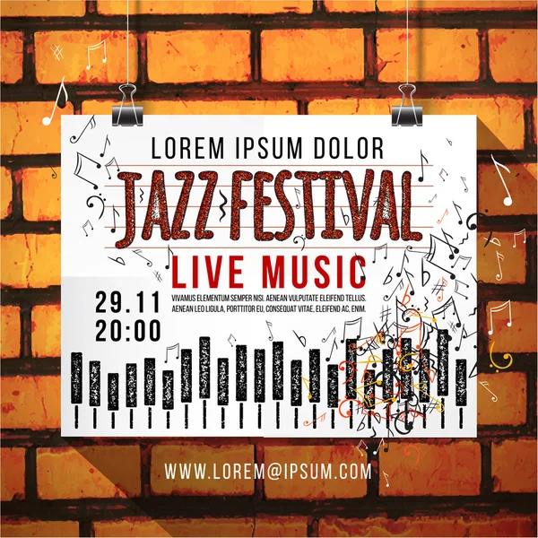 Cartaz do festival de música jazz — Vetor de Stock