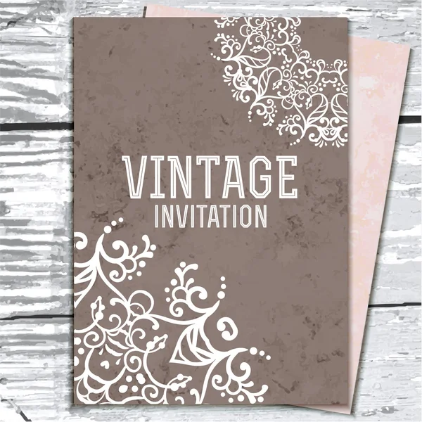 Tarjeta de boda vintage o invitación — Vector de stock