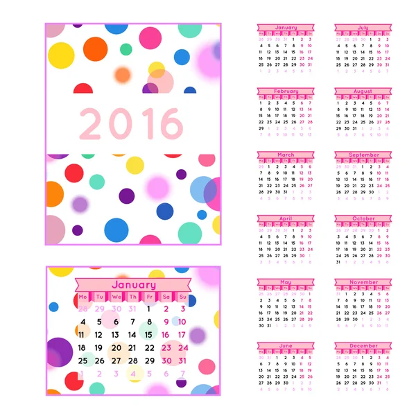 Ημερολόγιο 2016 πρότυπο γραφείο — Διανυσματικό Αρχείο