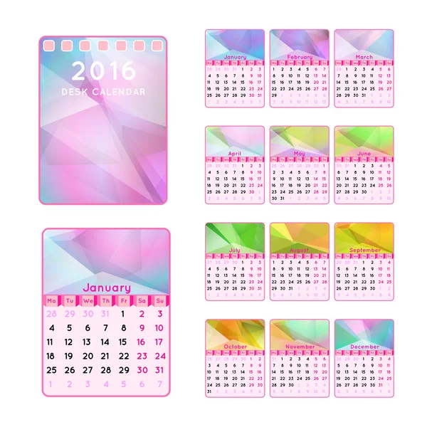 Biurko kalendarz 2016 szablon — Wektor stockowy