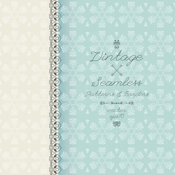 Vintage seamless background and border — Stock Vector