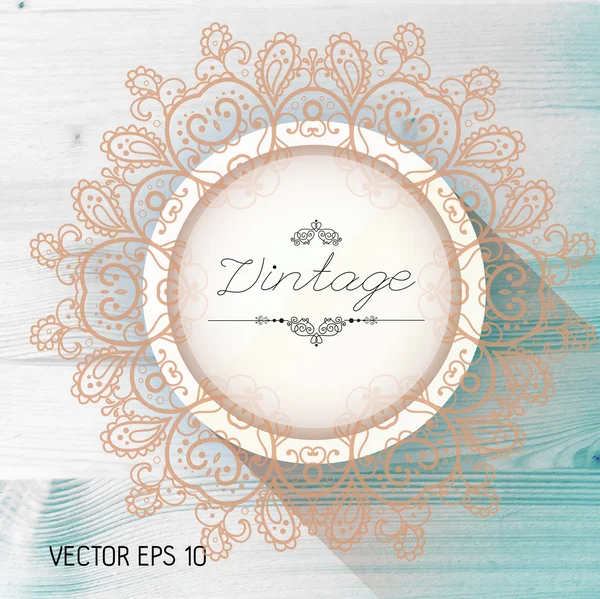 Marco vintage en textura de madera — Vector de stock