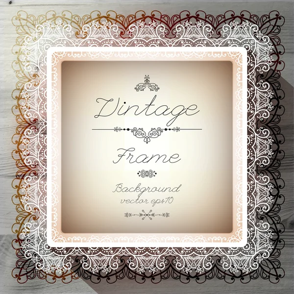 Vintage frame on wood texture — Stock Vector