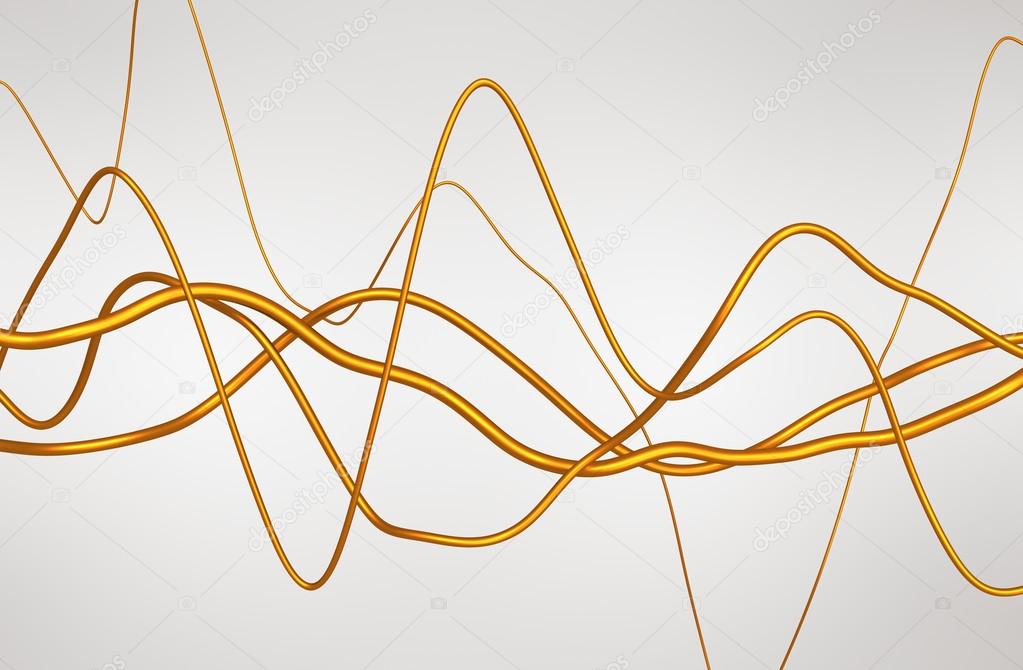 Abstract 3D Rendering of Glossy Wavy Lines.