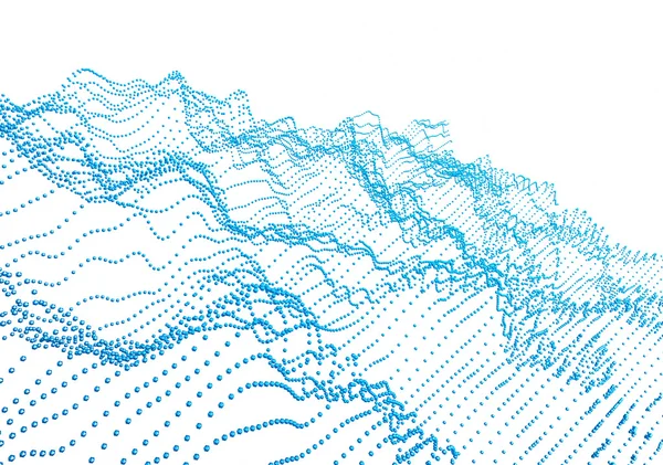 Abstrakte 3D-Darstellung von Wellen mit Teilchen. — Stockfoto