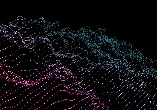 波与粒子抽象 3d 渲染. — 图库照片