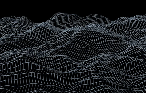 抽象的 3d 渲染的表面与波 — 图库照片