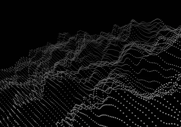 波与粒子抽象 3d 渲染. — 图库照片