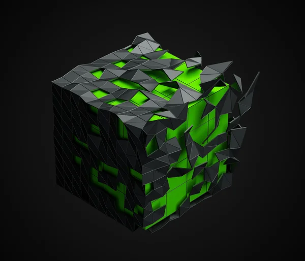 Low Poly Cube with Chaotic Structure. — Stock Photo, Image
