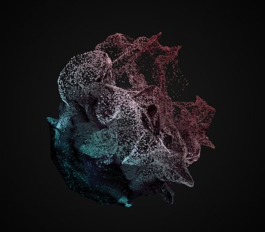 Parçacıklar uçan 3d render soyut.