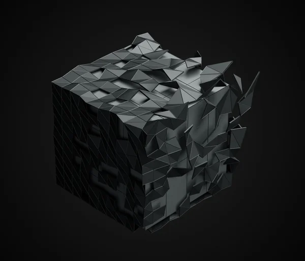 Low Poly Cube with Chaotic Structure. — Stock Photo, Image