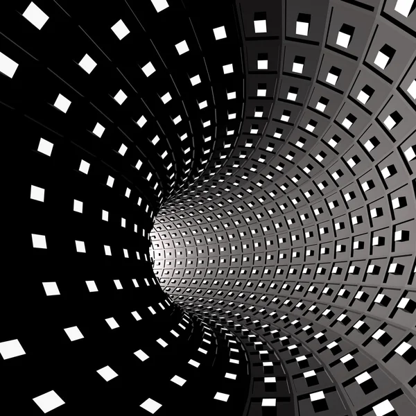 Fundo abstrato. Ilustração de túnel 3d com quadrados — Fotografia de Stock