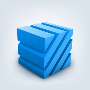 Beyaz arka plan üzerinde 3d küp vektör çizim