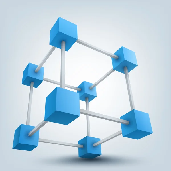 Illustration vectorielle de cubes 3d avec connexions — Image vectorielle