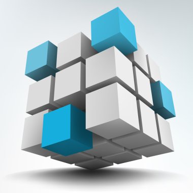 Beyaz arka plan üzerinde 3d küpleri vektör çizim