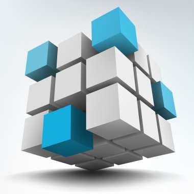 Vector illustration of 3d cubes on white background clipart