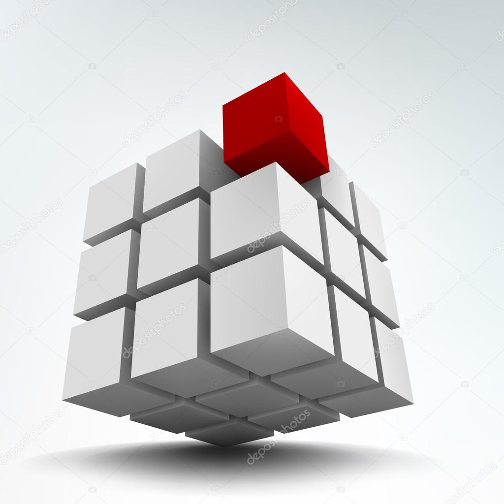 Vector illustration of 3d cubes on white background