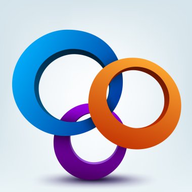 Soyut 3d 3d Yüzüklerin illüstrasyon vektör