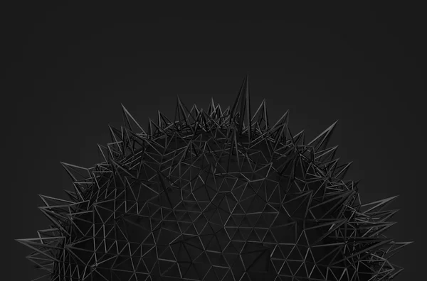 Abstract 3d rendering of black sphere with chaotic structure. — Stock Photo, Image