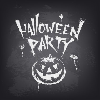 Halloween Metin kara tahta üzerinde kabak ile tasarım.