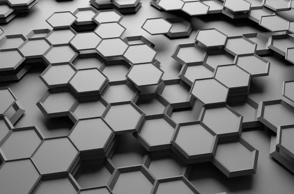 Representación 3d abstracta de la superficie futurista con hexágonos . — Foto de Stock